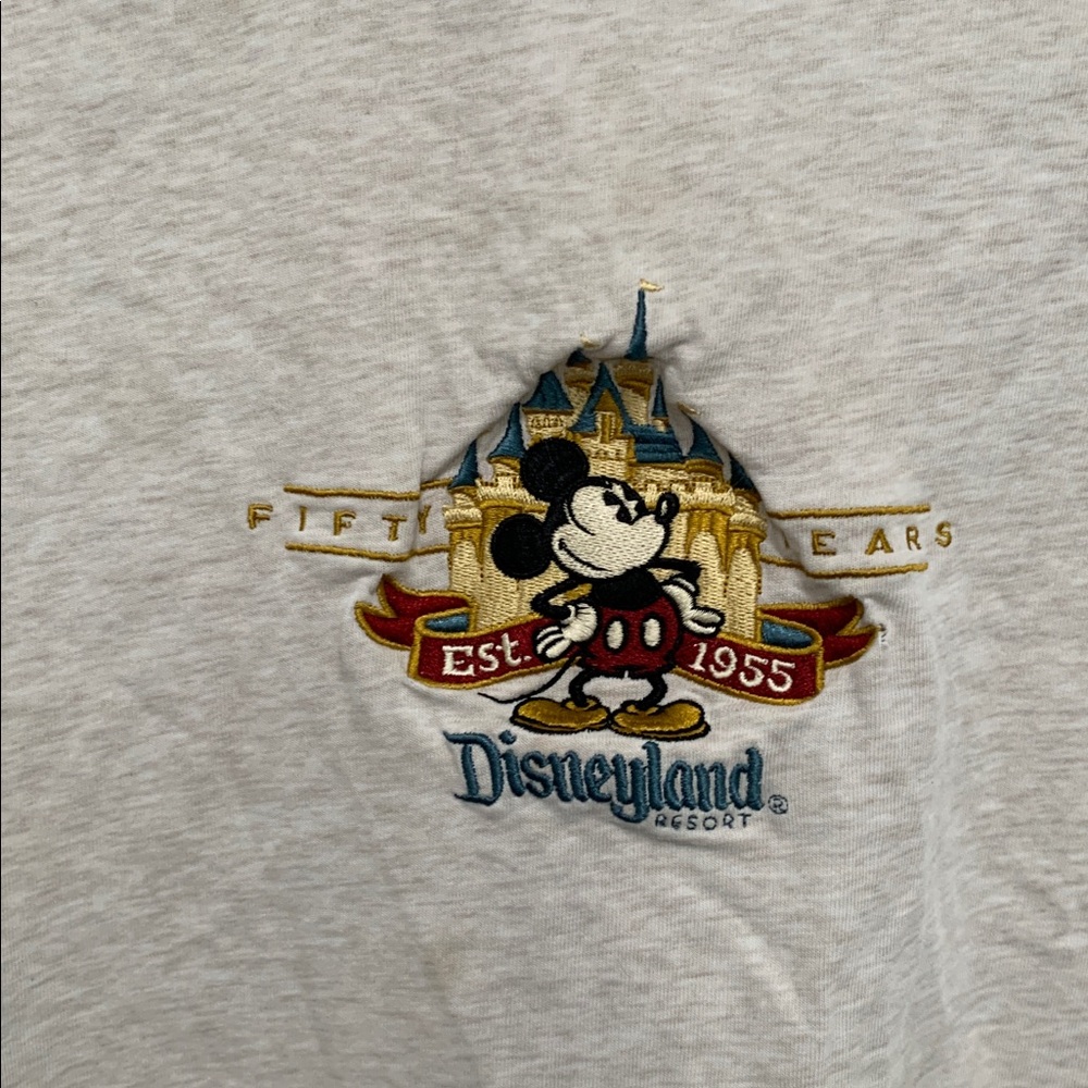 Y2K Vintage Disneyland Fifty Years Embroidered Mickey Raglan Short Sleeve TShirt - Picture 2 of 8